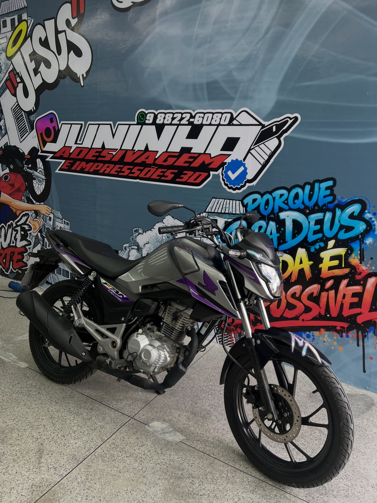Honda CG 160 — Kit grafite e roxo